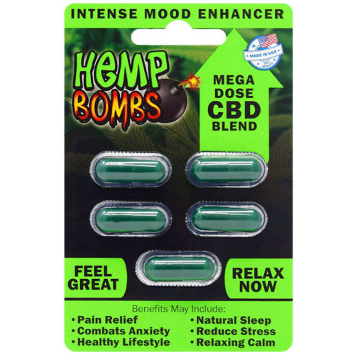Hemp Bombs CBD Capsules, Intense Mood Enhancer, 5 Capsules